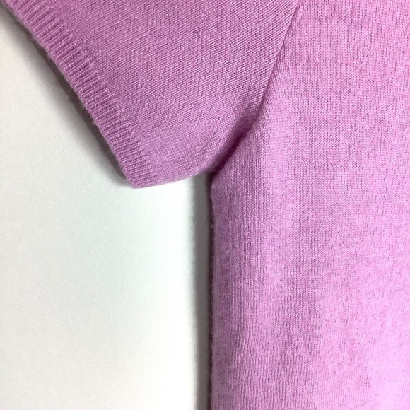 100% 2 ply Cashmere Short Sleeve Top Lavender Pink Size Large - Picture 6 of 10